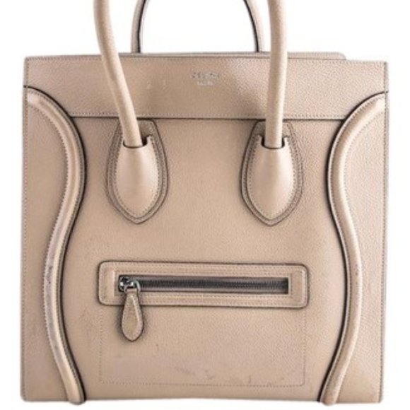 Celine Drummed Calfskin Mini Luggage Dune - Picture 1 of 6